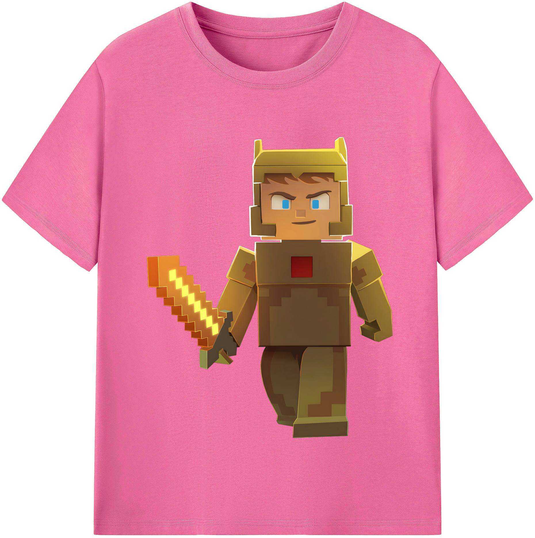 （画像用） マインクラフト ブロックの世界 Minecraft MC Block world レディースカジュアルプリントTシャツ（綿100％）